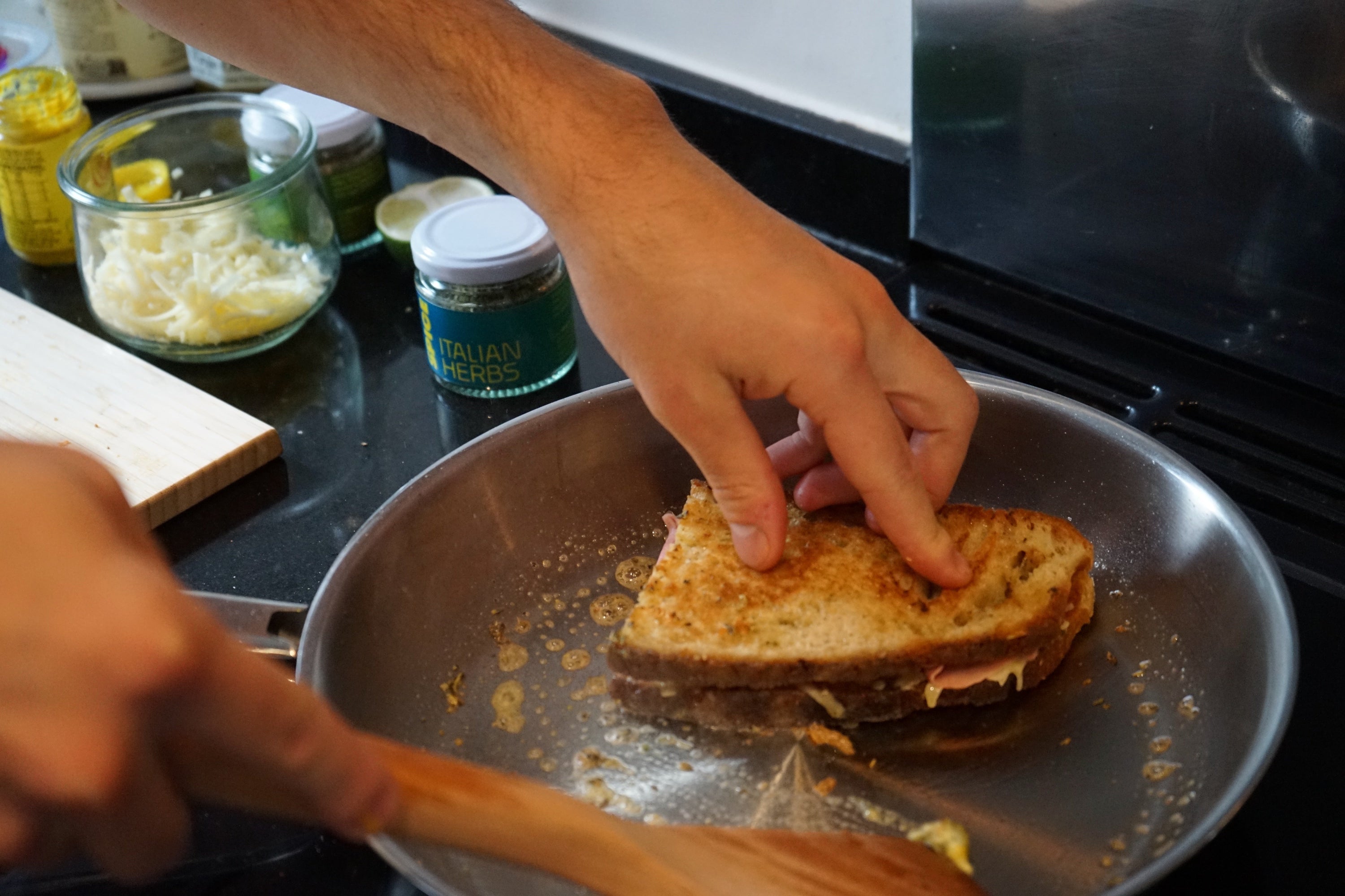 Italian Herb Crusted Ham & Cheese Toastie