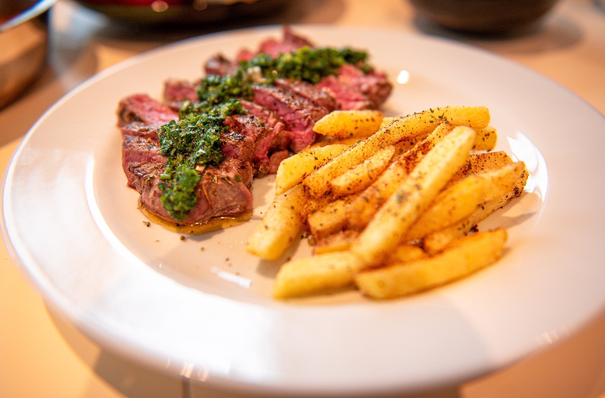 Italian Herbs Steak & Fries with a Golden Cumin Chimichurri